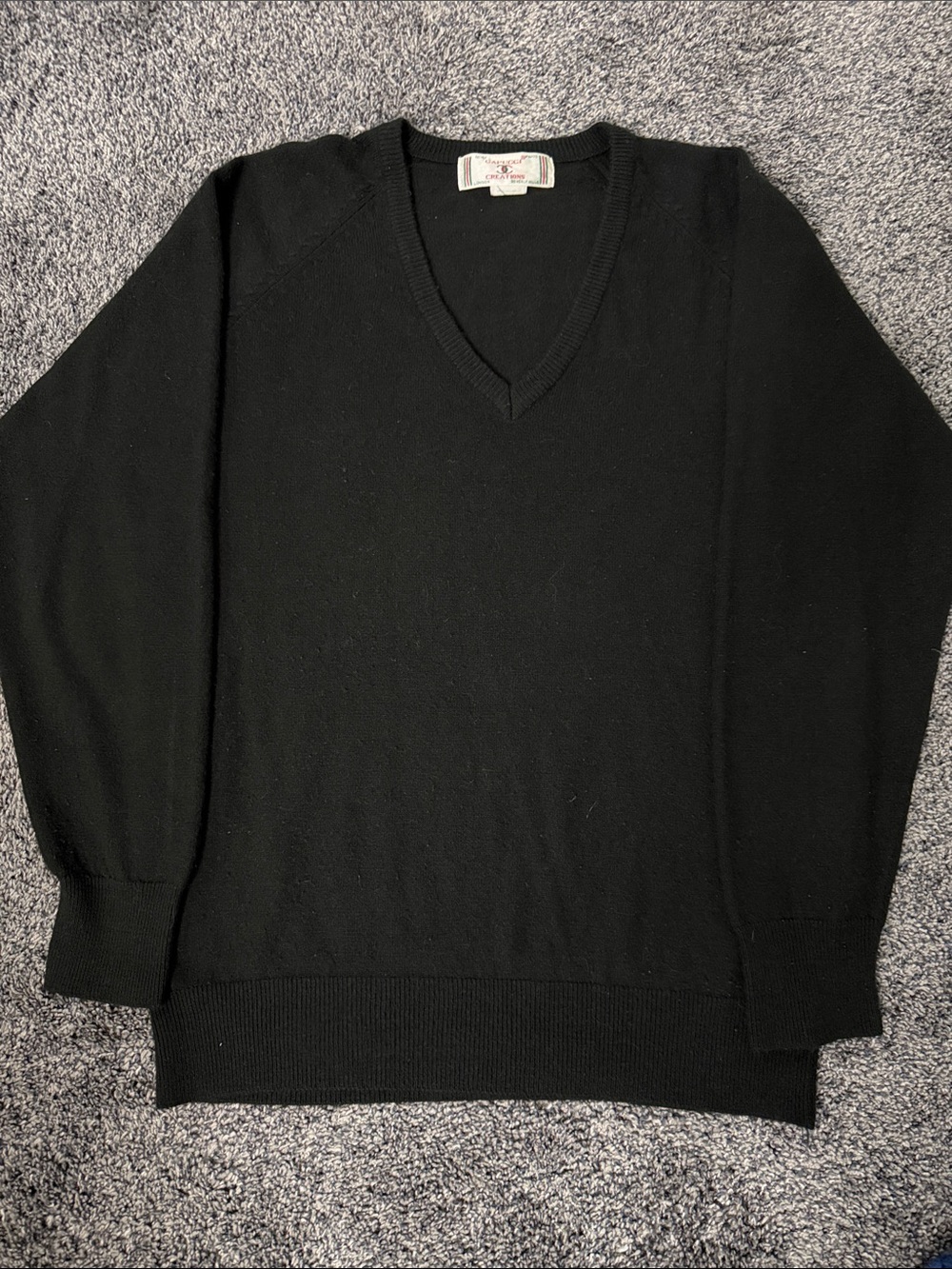 VTG 80’s Black V-Neck Man-Made Cashmere Capucci Creations of BH Sweater - Medium